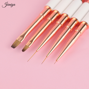 Nuevo Set de Pinceles para Decoración de <span class=keywords><strong>Uñas</strong></span> 3D de Doble Punta con Mango Metálico Rosa/Blanco y Pelo de Nailon/Kolinsky, Llegada en <span class=keywords><strong>2023</strong></span> - Product Image 2