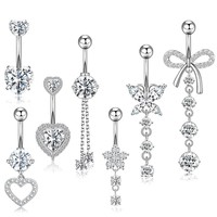 Ensemble de bijoux de piercing corporel Sexy pour femmes en acier inoxydable papillon anneau de ventre Micro-encart Zircon or clou nombril griffe réglage