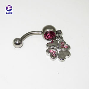 Trébol colgante <span class=keywords><strong>Piercing</strong></span> ombligo magnético vibrador <span class=keywords><strong>lengua</strong></span> vientre anillo joyería de acero inoxidable - Product Image 3