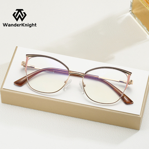 Gafas de Moda, Lujosas y Modernas, con Logotipo Personalizado, Montura Metálica Pequeña, Estilo Ojo de Gato, Protección Contra Luz Azul, Monturas Ópticas - Product Image 3