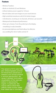 BMV S10 Scanner à ultrasons Doppler couleur sans fil dispositif de surveillance vétérinaire pour le diagnostic de la ferme ovine équine bovine - Product Image 2