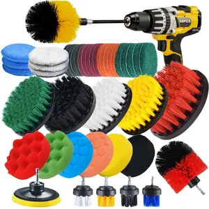 45 Pieces Brush Attachment Set Drilling Power Scrubber Brush Pad Sponge Kit For Kitchen Bathroom Cleaning