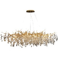 Lustre moderne à LED pour hôtel, en aluminium imprimé motif branche d'arbre, pour plafond haut, décoration de salon, grand pendentif en cristal