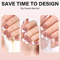Uñas postizas extra cortas, cuadradas, ovaladas, con punta francesa nude, preaplicadas, con pegamento o clip, para manicura.