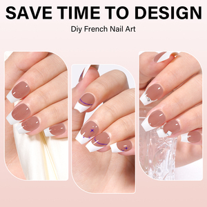<span class=keywords><strong>Faux</strong></span> <span class=keywords><strong>ongles</strong></span> à presser extra courts, forme cercueil, nude, French manucure, avec pointes pré-appliquées, à coller/à clipser - Product Image 5