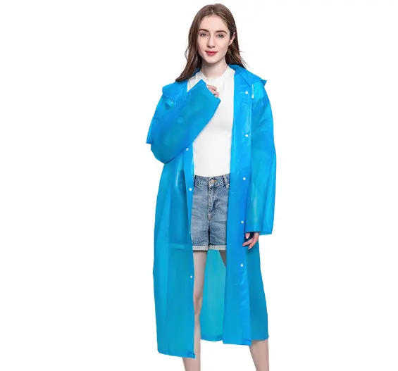 Mode Baru EVA Wanita Ponco dengan Topi Wanita Tahan Air Panjang Tembus Jas Hujan Dewasa Mantel Hujan