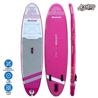 Planche de paddle gonflable rose à motif ondulé, système à 3 ailerons, écologique, pour entraînement sportif aquatique en extérieur