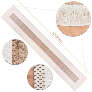 Bông Trắng Lanh Trang Trại <span class=keywords><strong>Macrame</strong></span> Bảng Trang Trí Vải Boho Tay Dệt Đám Cưới Bàn Tiệc Á Hậu - Product Image 6
