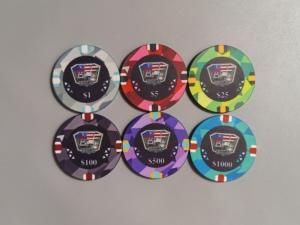 Chips Games Ace King Custom Tri-Color Design Poker Chips Tray with One-<b>Side</b> Printing Personalized with Your Artwork - Product Image 5