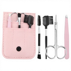 Juego de 4 Pinzas Profesionales Inclinadas de Acero Inoxidable, Brocha de Maquillaje para Cejas, Tijeras de Belleza, Peine para Depilación Facial y de Pestañas - Product Image 3