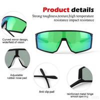 Lunettes de soleil sportives personnalisées à monture intégrale, polarisées, protection UV, design coupe-vent, grande monture pour la pêche et la randonnée, verres miroir verts
