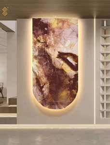 YUSHI moderno pulido Cristallo Cosmopolita Panel de pared de piedra Natural losa de cuarcita Rosa translúcida para decoración de Villa - Product Image 6