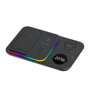 Vente en gros de chargeur sans fil 3-en-1 lumière LED RVB réveil numérique pliable <span class=keywords><strong>iPhone</strong></span> 15 chargeur magnétique livraison directe disponible - Product Image 1