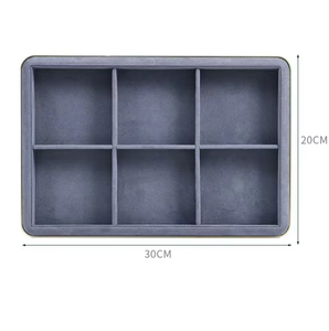 Bandeja de terciopelo gris de lujo para anillos, bandeja rectangular de gamuza con múltiples ranuras para exhibición de joyas, ideal para tiendas de joyería al por mayor. - Product Image 5