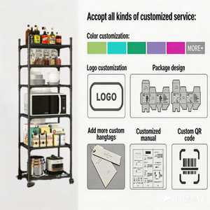 Étagère de rangement roulante robuste, directement de l'usine, avec colonnes de 16 mm d'épaisseur, <span class=keywords><strong>pour</strong></span> cuisine <span class=keywords><strong>et</strong></span> salle de bain - Product Image 5