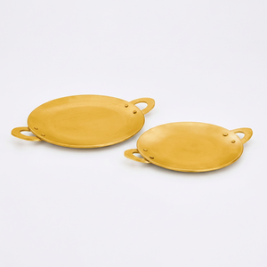 Wholesale Bulk Stainless Steel Gold 21cm Dishwasher Safe Non-Toxic Eco-Friendly BPA Free Food Serving <b>Tawa</b> Steel Handle Parties - Product Image 1