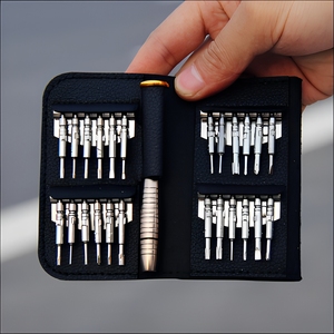 Juego de destornilladores de precisión 25 en 1, kit de herramientas de reparación de teléfonos de acero al cromo vanadio con estuche de cuero para teléfonos móviles - Product Image 1