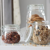 Boîte à café hermétique avec couvercle à pince Couvercle à clip de 1 litre Bocaux à miel en verre avec verrouillage hermétique