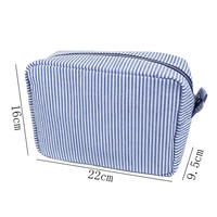 Bolsa de Aseo de Algodón a Rayas Bordada Personalizada, Estilo Europeo Retro, para Viaje, Almacenamiento de Cosméticos, Ligera y Duradera