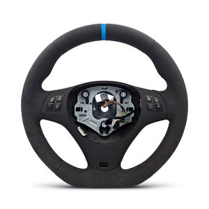 Volant de voiture en daim intégral avec bande supérieure rouge/bleue OEM pour BMW E90 E91 E92 E93 M3 E82 E81 E87 E88 E70 E71 - Product Image 2