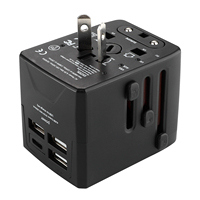 Adaptateur de voyage universel tout-en-un avec prises US/AUS/EU/UK, 3 ports USB A + 1 port Type-C, prise avec prise secteur, homologué CE ROHS FCC