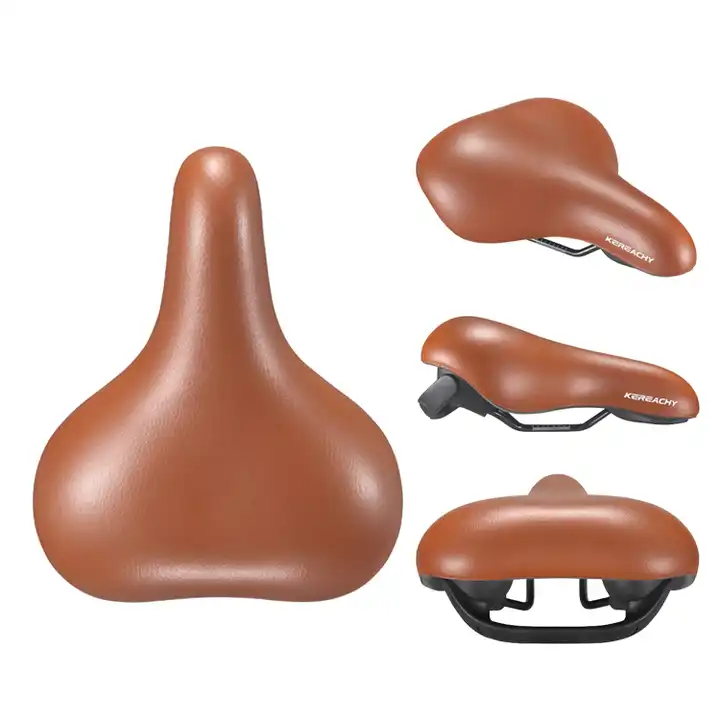 KEREACHY Brown vacuum saddle mountain bike seat cushion with handle device  soft and waterproof electric bicycle seat cushion