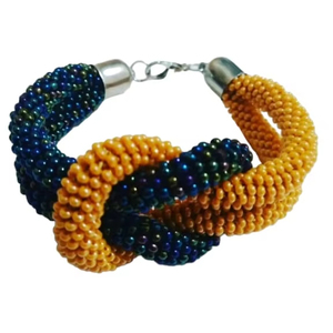Pulsera de bola de patrón geométrico tejido a mano de moda para mujer Chic bohemio, inserción sin fin, cuentas de tamaño personalizado, cuentas de moda - Product Image 1