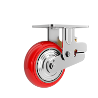 Roulette industrielle en fonte de 5 6 8 pouces avec pivot en PU rouge et porte à ressort-pour roue à ressort