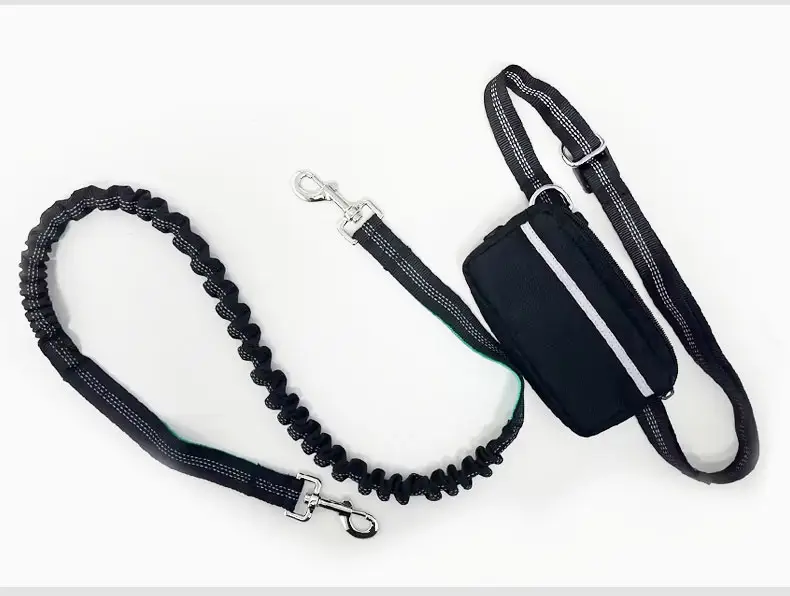 High Quality Dog Leashes Hands Free Dog Leash with Bag Running Jogging Hands Free Dog Leash with Adjustable Waist Belt