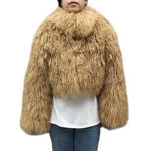 Nuovo Arrivo Giacca in Pelliccia di Agnello Mongolo da Donna Spessa e Soffice con Collo Alto e Colore Personalizzato - Product Image 1