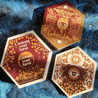 Cartes de tarot hexagonales éducatives personnalisées en papier, boîte rigide avec estampage à chaud doré, guide de jeu familial, cadeau pour jeux d'intérieur