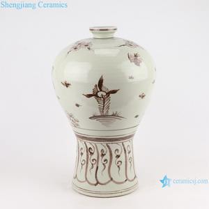 RZSX28 Jingdezhen peinture à la main couleur marron <span class=keywords><strong>grue</strong></span> antique et <span class=keywords><strong>oiseau</strong></span> céramique prune vase chinois - Product Image 3