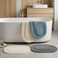 Tapis de sol de salle de bain moderne, absorbant, antidérapant, en jacquard, à poils longs, épaissi, en coton uni, couleur unie