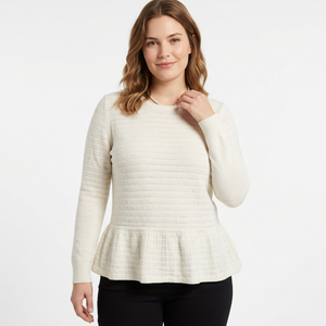 Pull-over d'hiver pour femmes de qualité exceptionnelle, respirant, tricoté, 70% viscose, 30% nylon vortex, 12GG, manches courtes, longueur normale - Product Image 1