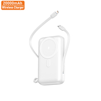 Vina nueva alta capacidad de carga rápida 22,5 W Mini banco de energía de carga inalámbrica magnética 20000mAh gran potencia con cable para iPhone