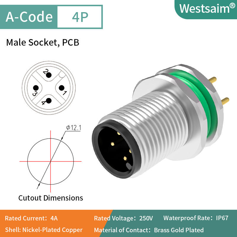 A Code 4Pin Male M12x1.0