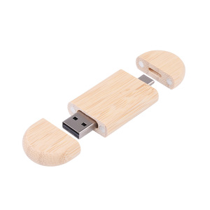 Flashdisk Kayu 2-in-1 Kapasitas Besar 128GB USB Type-C dengan Logo Terukir, Flashdisk USB OTG 64GB dengan Kotak Kayu - Product Image 4