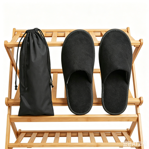 Pantoufles de spa portables en polaire corail avec logo, jetables, pour hôtels <span class=keywords><strong>et</strong></span> voyages en avion - Product Image 1