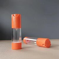 Flacon pompe sans air orange anti-fuite pour cosmétiques, distributeur pour soins de la peau, vente en gros, logo personnalisé