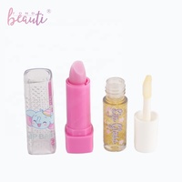 Fondbeauti: ombre à paupières brillant à lèvres rouge à lèvres faux ongles ensemble de maquillage avec étui de transport en PVC pour enfants filles
