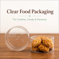 Boîte de rangement transparente en plastique PS de qualité alimentaire avec couvercle, pour bonbons, viande, biscuits, salades, épaisseur 1 mm, 100*53 mm, profil bas, capacité 250 ml