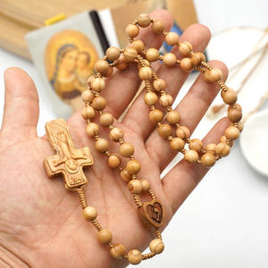 Braccialetto Rosario KOMI <span class=keywords><strong>in</strong></span> Legno d'Ulivo con Perle da 7/8mm, Gioiello Religioso Molto Richiesto - Product Image 2