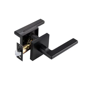 Heavy Duty Privacy tubolare nero opaco quadrato nero leva quadrata resistente maniglia del bagno serratura della porta
