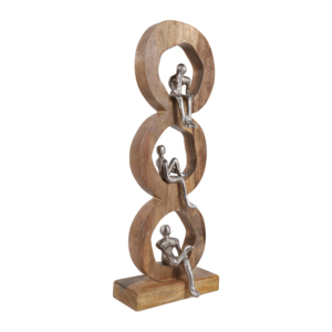 Scultura a tre cerchi in legno e metallo, decorazione per la casa, accessorio per bagno, ufficio, soggiorno. - Product Image 2