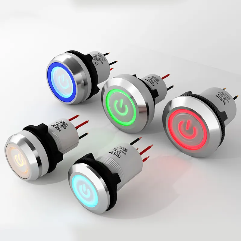 Customizable 22mm 24V Large Metal Illuminated LED Light IP67 CE ROHS Waterproof Push Button Switch for Industrial Use