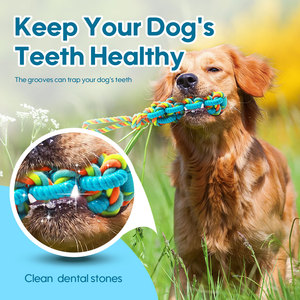 Juguete Ecológico para Perros de Cuerda de Algodón TPR, Resistente a Mordidas, para Limpieza Dental, Juguete <span class=keywords><strong>Molar</strong></span> para Mascotas, Color Personalizado de Fábrica, Interactivo - Product Image 6