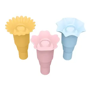 Taza de helado transparente OEM de varios colores, soporte de paleta reutilizable en forma de cono, soporte de cono de helado de silicona para herramientas de helado