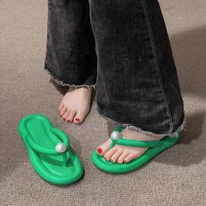 2024 <strong>New</strong> Candy Color Pearl <strong>Flip</strong> <strong>Flops</strong> for Women-Non-Slip Beach Sandals with Printed Design, Lightweight Flat Slippers for Summer - Product Image 6