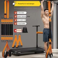 Banda de resistencia de látex con asas dobles para barra, para uso en interiores y en casa, herramienta de entrenamiento de fitness para hombres, para moldear el cuerpo.