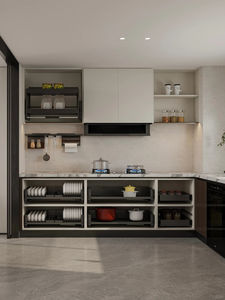 Meubles de <span class=keywords><strong>cuisine</strong></span> modernes en bois, armoires de <span class=keywords><strong>cuisine</strong></span> avec réfrigérateur intégré, meubles de <span class=keywords><strong>cuisine</strong></span> personnalisés pour la maison et l'hôtel - Product Image 2